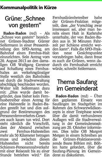 BT vom 20.09.14 Grüne, Schnee von gestern