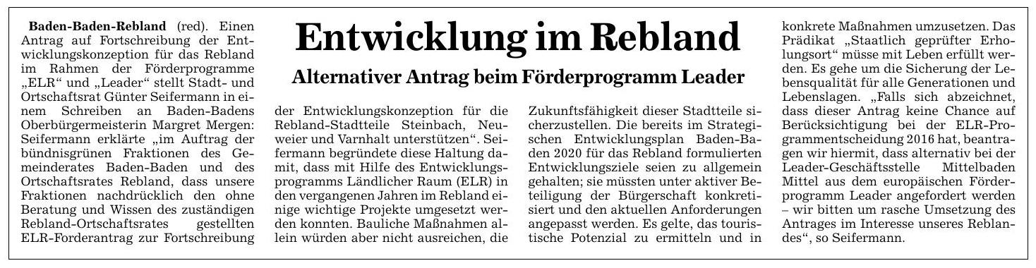 BNN 9.11.15 Entwicklung im Rebland LEADER