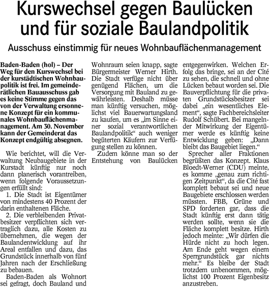 BT 21.11.15 Kurswechsel gegen Baulücken