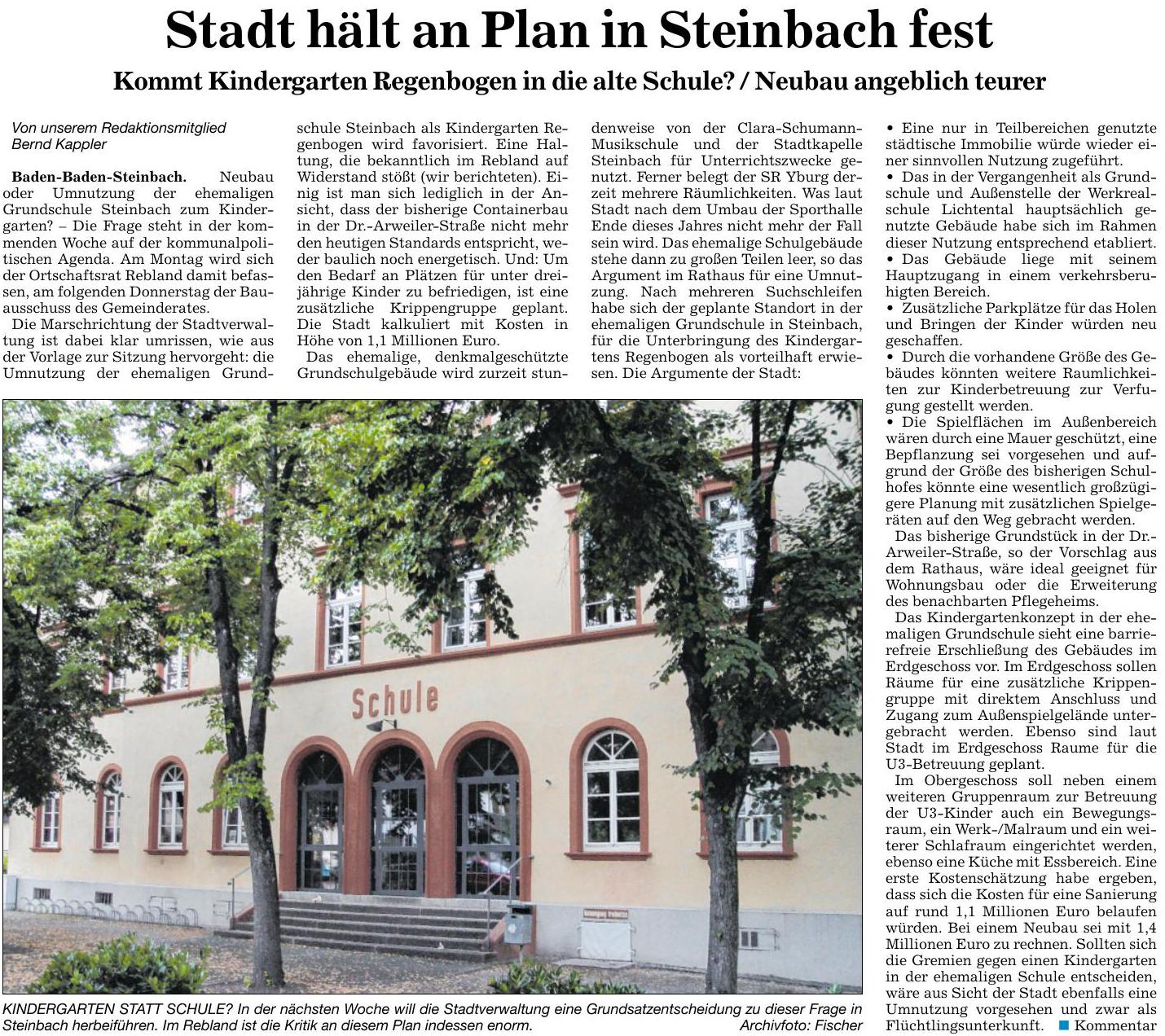 BNN 11.02. Stadt hält an Plan fest