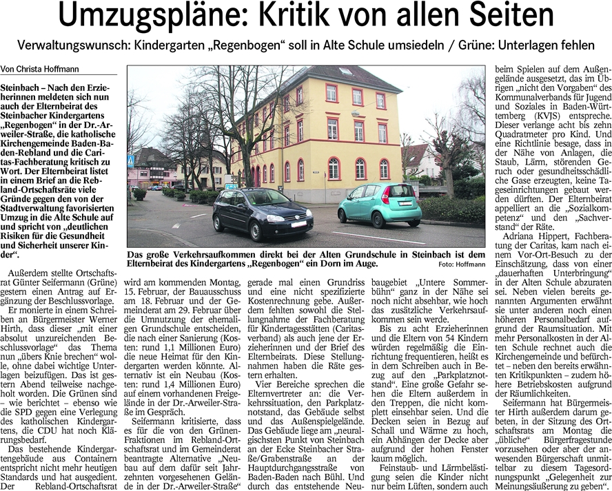 BT 12.02.16 Umzugspläne - Kritik von allen Seiten