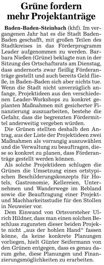 ABB 09.06.16 Grüne fordern mehr Projektanträge (Leader)