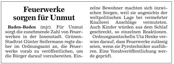 BNN 12.08.16 Feuerwerke sorgen für Unmut