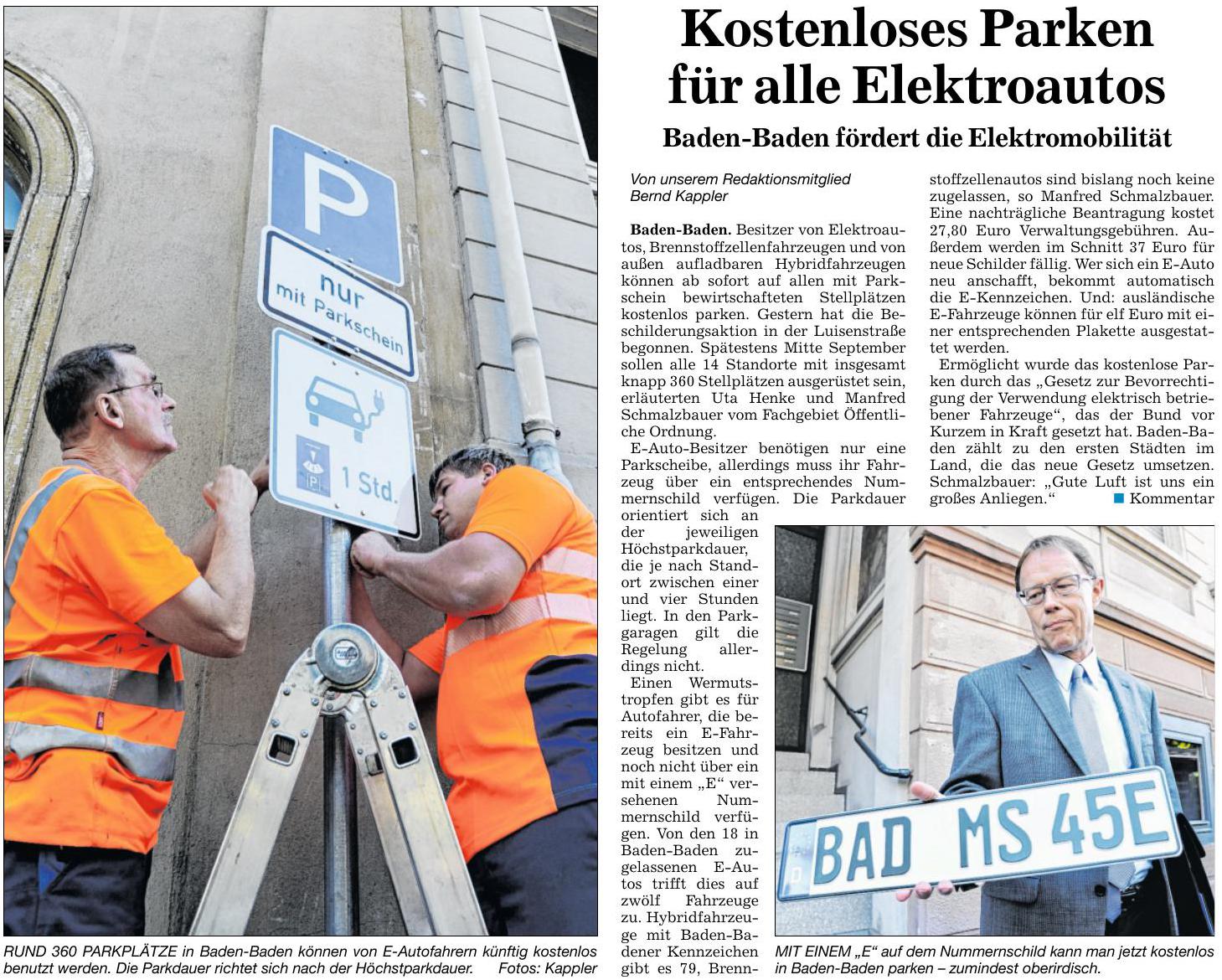 BNN 25.08.16  Kostenlos Parken E-Autos