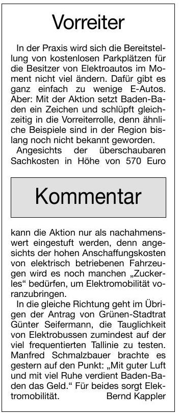 BNN 25.08.16  Vorreiter - Kommentar