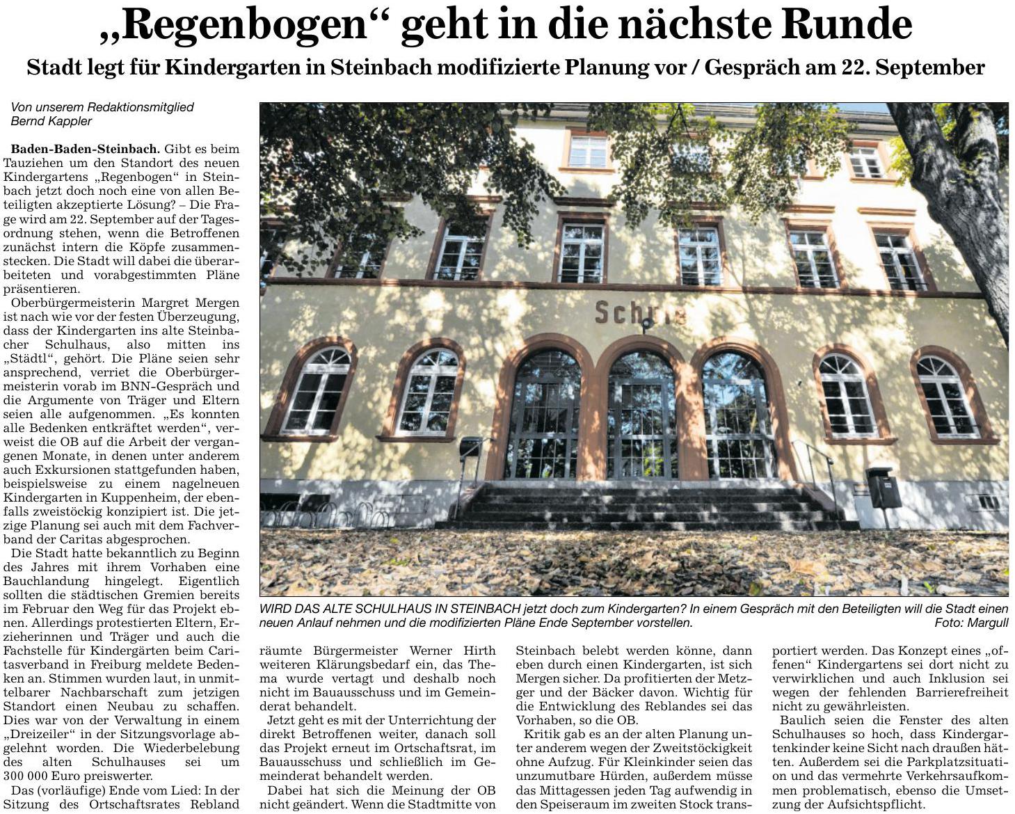 BNN 07.09.16 Kiga Regenbogen nächste Runde